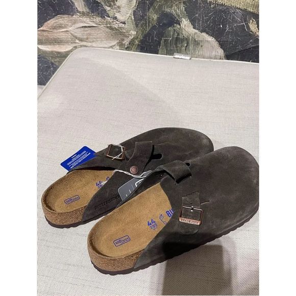 Birkenstock Boston Soft Footbed Clogs Gray suede Slide shoes Size 44 - Picture 11 of 12
